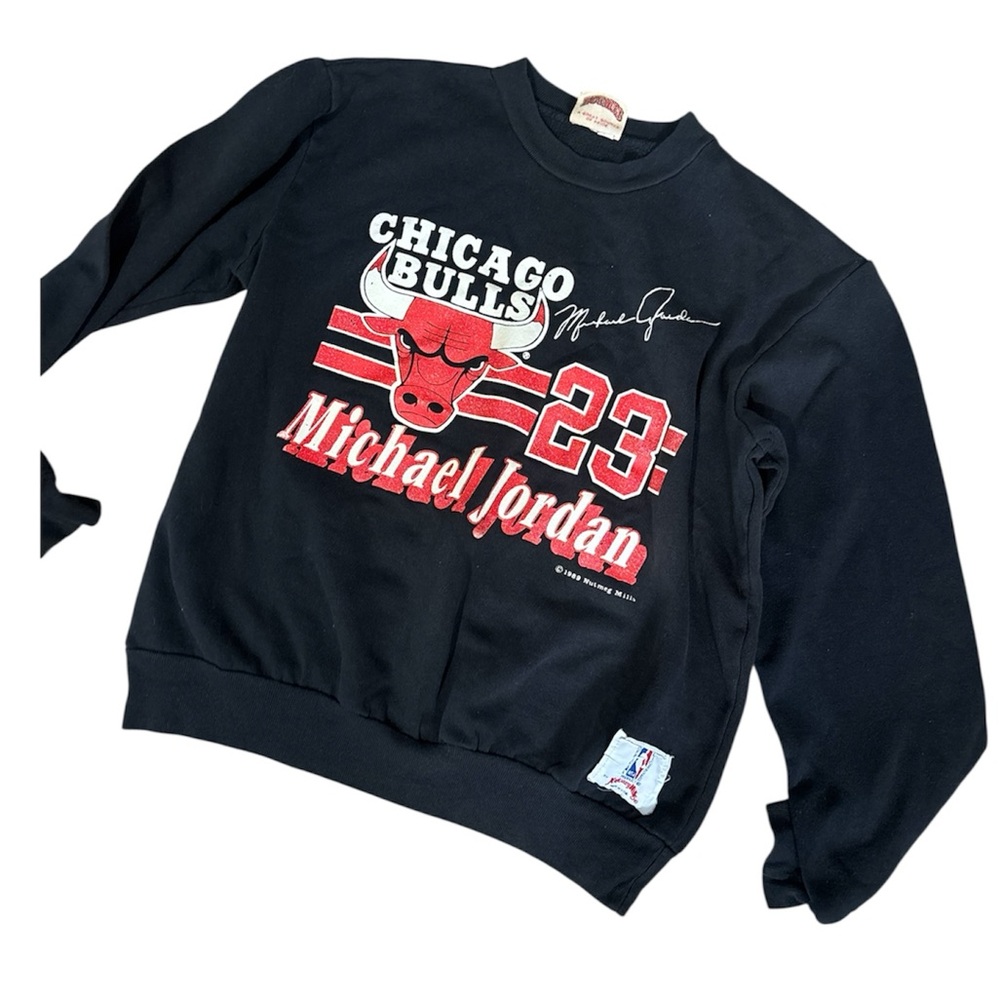 Chicago Bulls Michael Jordan 23 Black Crewneck Sweatshirt Nutmeg 1989